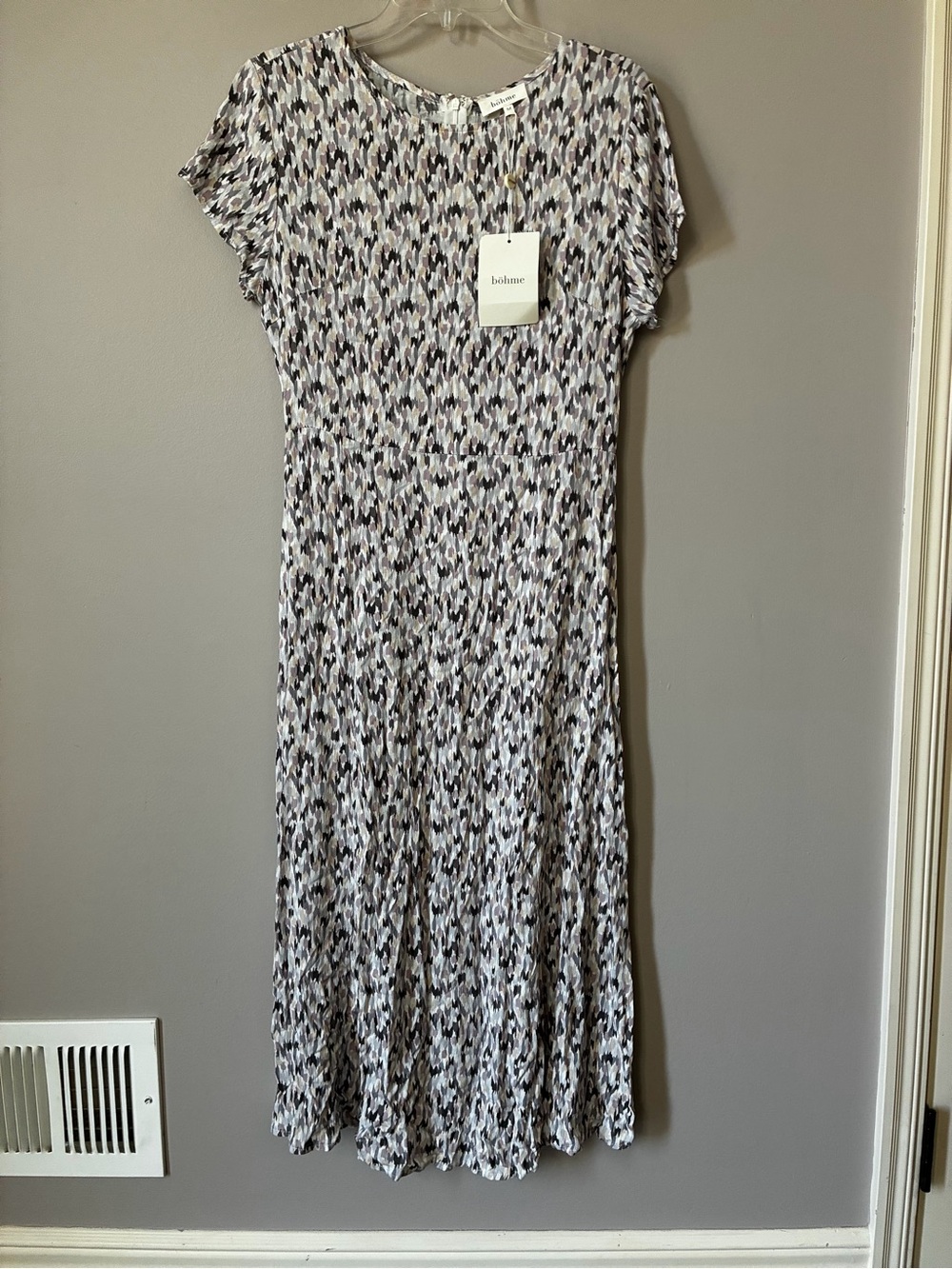 Böhme Floral Abstract Print Short Sleeve Midi Dress NWT Size M